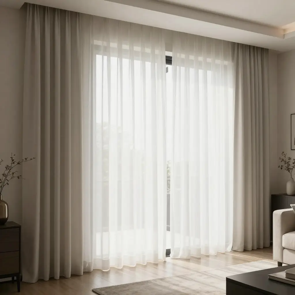 Elegant curtains in modern living room
